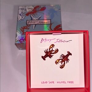 Betsey Johnson Mermaid Jewels collection”Lobster Stud Earrings”sparkly stonesNWT